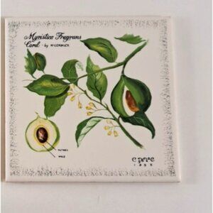 Vintage McCormick Ceramic Tile Trivet Myristica Fragrans Camil Nutmeg Mace 6x6